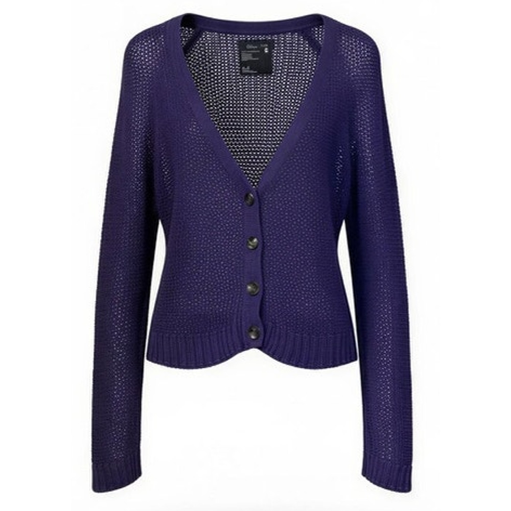 American Eagle Outfitters Cardigan Sweater Womens Medium Purple V-Neck Button - Picture 1 of 4